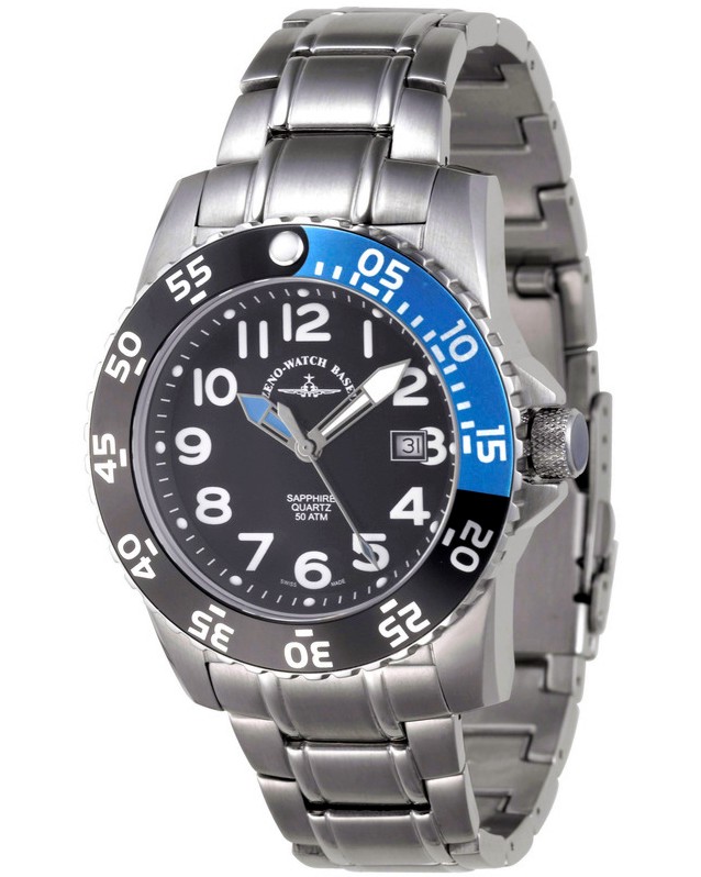  Zeno-Watch Basel - Black + Blue 6350Q-a1-4M -   "Airplane Diver II" - 