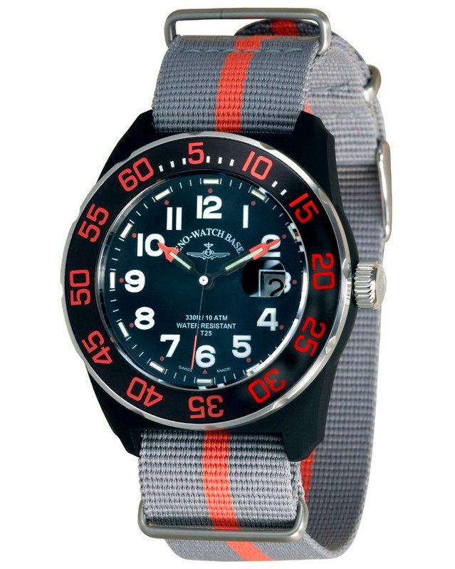  Zeno-Watch Basel - H3 Teflon - Black/Orange - Nylon 6594Q-a15-Nato-35 -   "H3" - 
