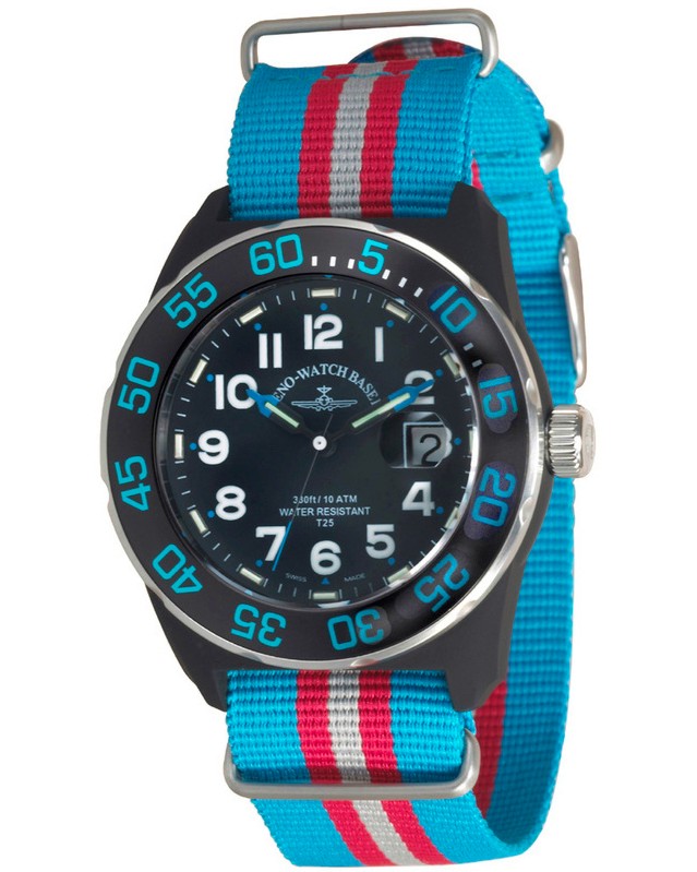  Zeno-Watch Basel - H3 Teflon - Black/Blue - Nylon 6594Q-a14-Nato-47 -   "H3" - 